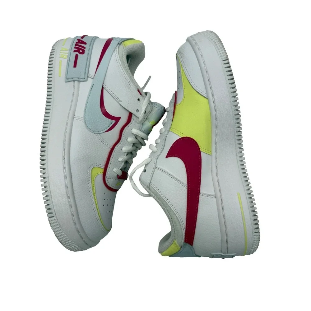 Nike Air Force 1 Shadow White Siren Red‎ Volt Sneakers FQ8885-100 Womens 8.5